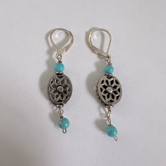 Beautiful southwest style dangle earrings sterling silver 925 - Picture 3 of 4